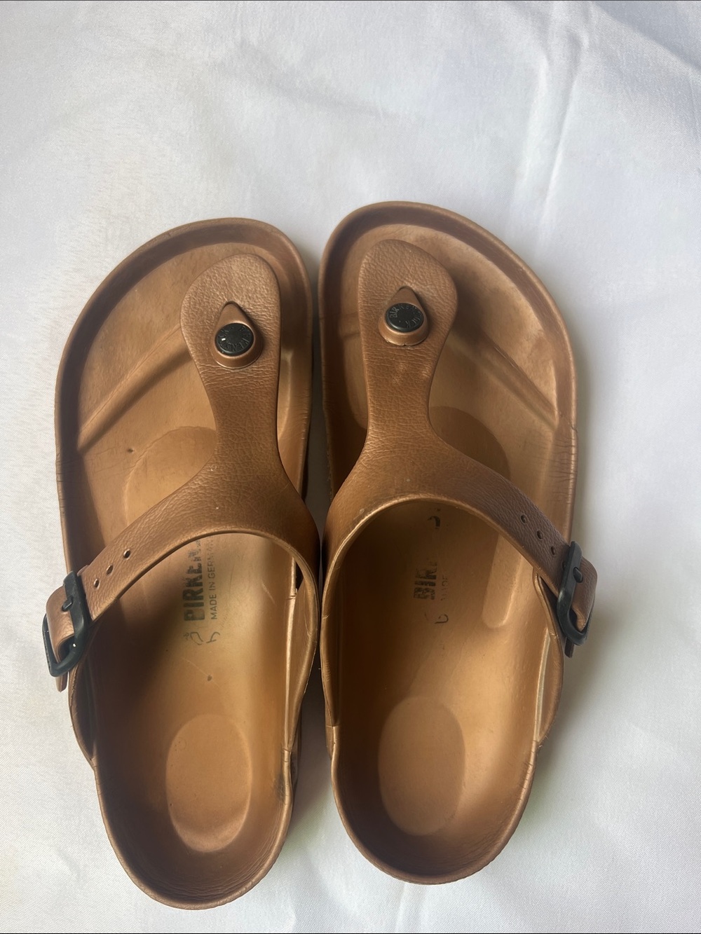 Birkenstock Tan Thong Sandals with Buckle